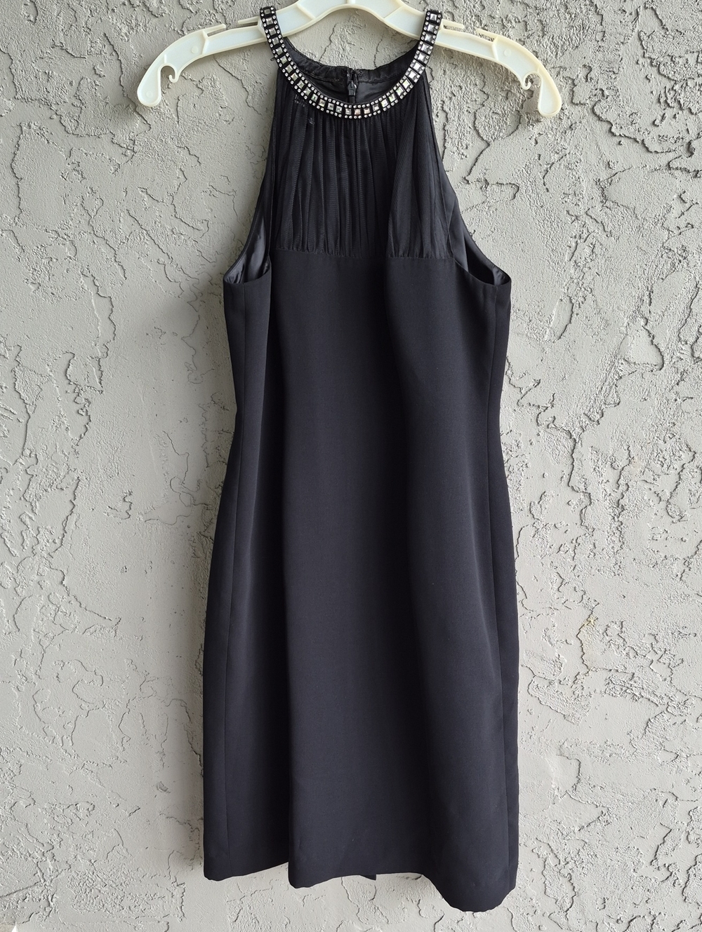 Jones New York Black Halter Mini Dress with Jewel Neckline